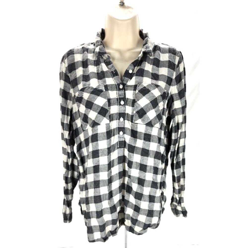 Comfort Outfitters Flannel Shirt Buffalo Plaid Long Sleeve Button Up - Women's M